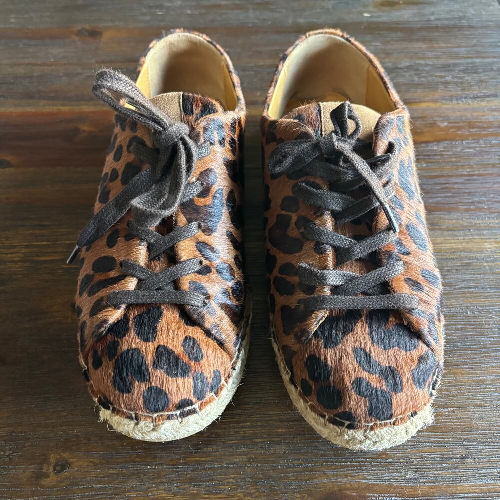 SEZANE | Julie Espadrille Sneaker Leopard Ponyhair Laces Size 10 / EU 41